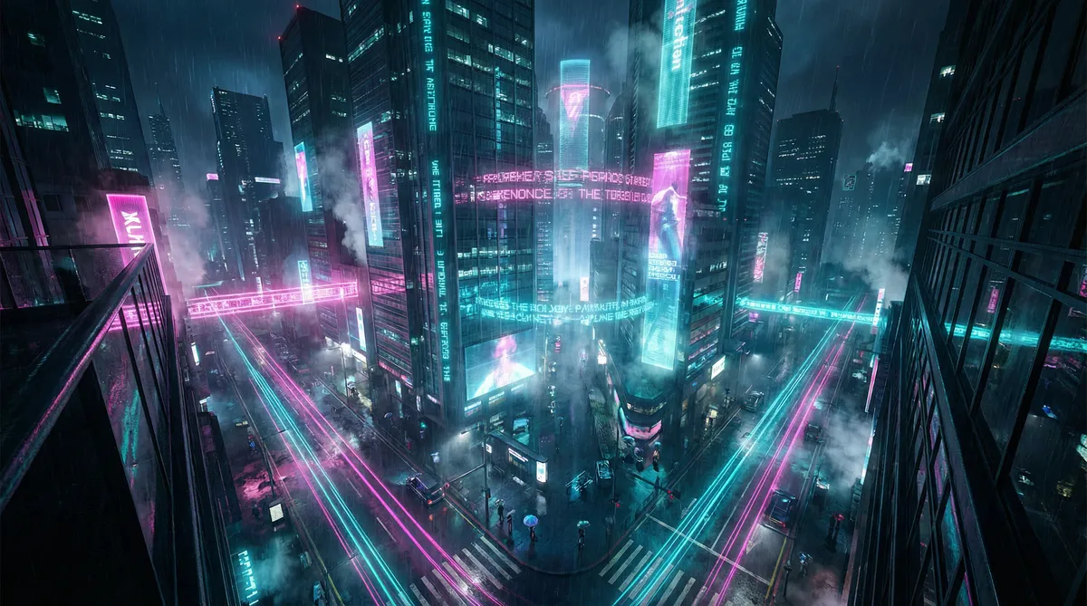 无限在线观看版视频 竖屏短剧平台首页背景 - 赛博朋克都市夜景